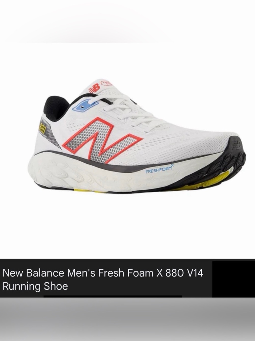 New Balance Fresh Foam X 880 v14, White/Red
Men’s 12.5 Wide - Women’s 14 Wide